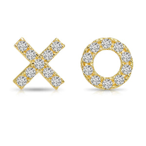 Elegant 14K Yellow Gold XO Stud Earrings - Perfect Hugs and Kisses Gift.
