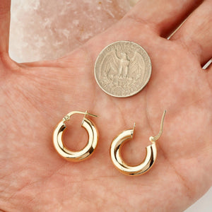 Stunning 14K Solid Gold Chunky Thick Hoop Earrings - Timeless Elegance.