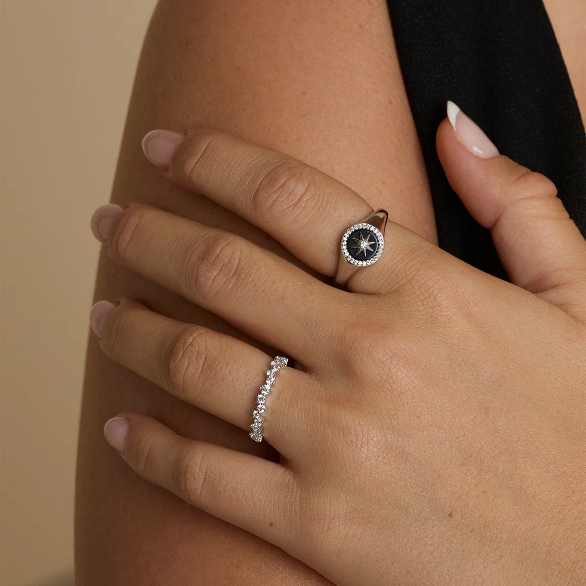 Crystal Scatter Band Ring in Silver
