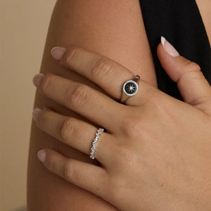 Crystal Scatter Band Ring in Silver