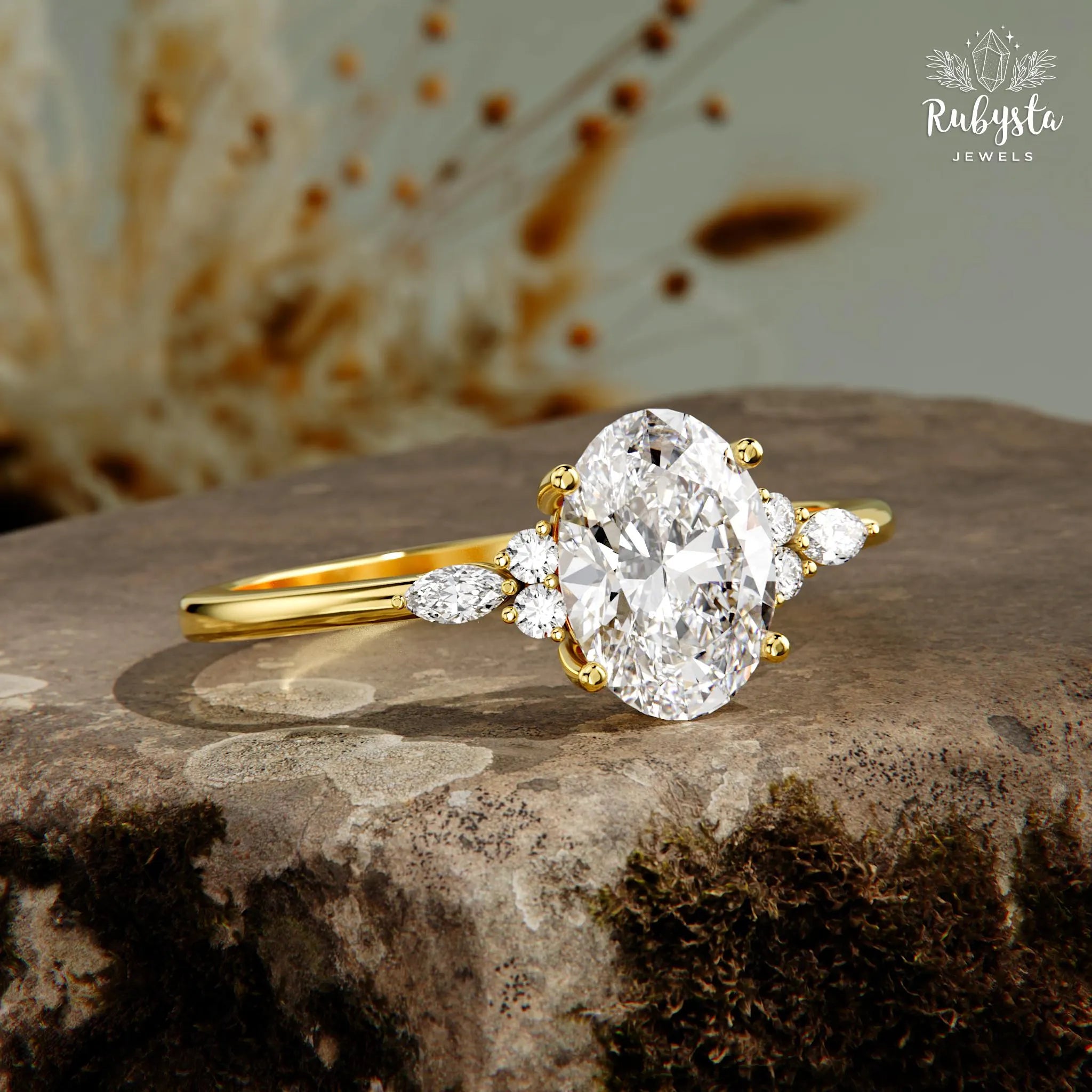 1Ct Oval Lab Diamond Engagement Ring: 14K Gold Promise Ring