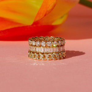 Bold Half Diamond Baguette Ring NikNenz™ Premium Gold & Diamonds