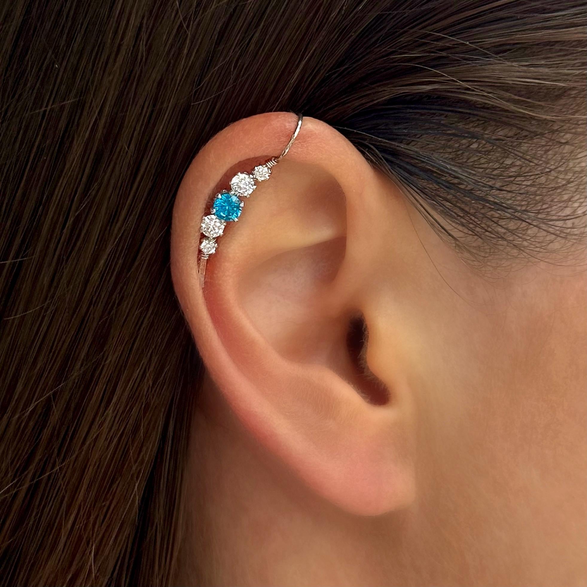 Cubic Zirconia Ear Cuff No Piercing – Handmade Silver Helix Wrap