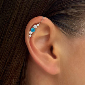 Cubic Zirconia Ear Cuff No Piercing – Handmade Silver Helix Wrap
