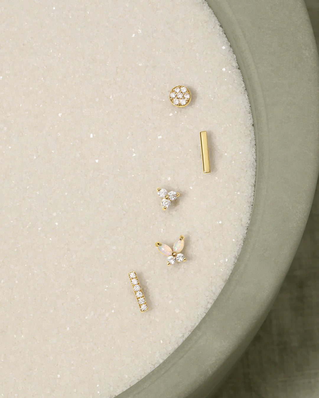 14K Diamond Bar Studs