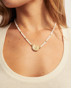 Nautilus Mother of Pearl Necklace NikNenz™ Premium Gold & Diamonds