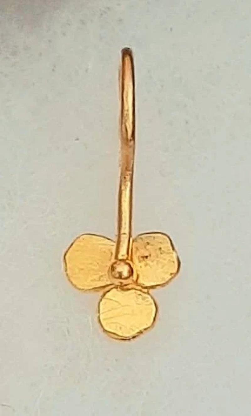 Elegant Handmade 24K Solid Gold Tiny Flower Dangle Earrings - Perfect Gift for Birthdays and Everyday Luxury.