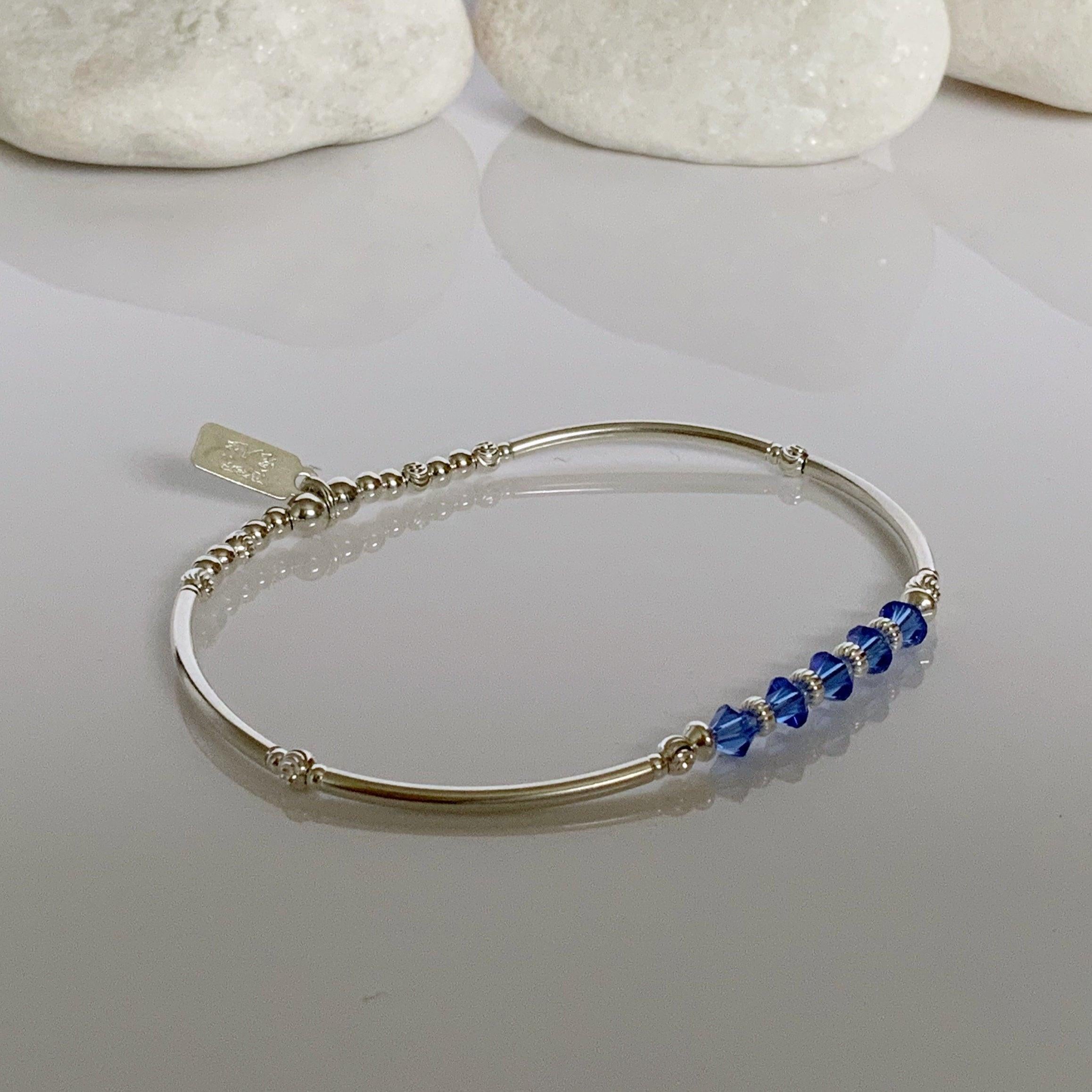 Elegant Sterling Silver Sapphire Bead Bracelet - Perfect 50th Birthday Gift & September Birthstone Jewelry for Best Friend.