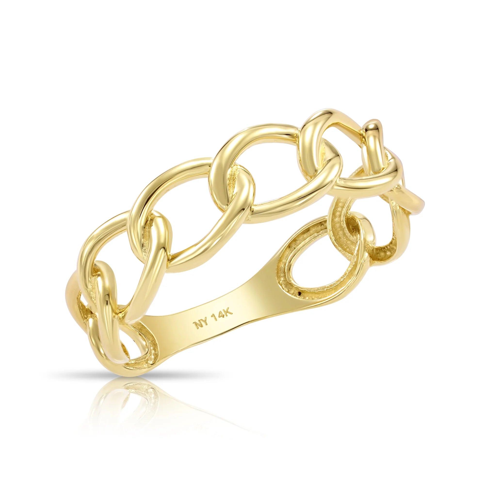 Bold 14K Gold Cuban Chain Ring – Luxurious Chunky Link Design, Perfect Gift for Birthdays and Everyday Elegance.