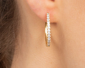 Dainty CZ Hoop Earrings: 18K Gold Sterling Silver Pave Hoops