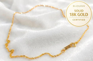 18K Gold Anklet (750/1000) Singapore Link – Solid Yellow Gold Ankle Chain – 18-Karat Women'S Ankle Bracelet – Gift for Women