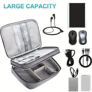Three Layer Digital Storage Bag Multi-Functional Cable Storage Box Portable Waterproof Travel Case for Data Mobile Power Bank