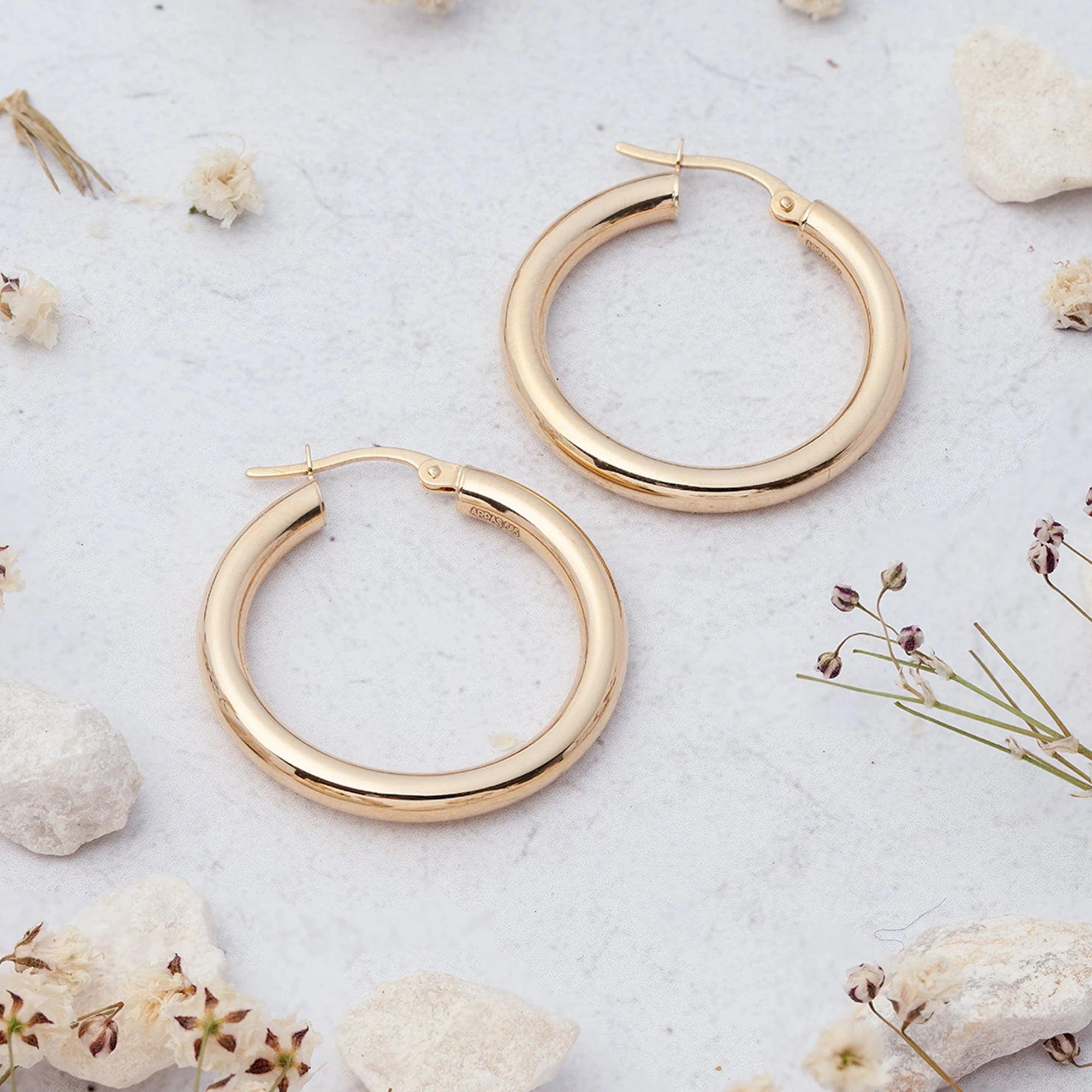 Stunning 14K Gold Large Dome Hoop Earrings - Timeless Elegance in Every Pair!.