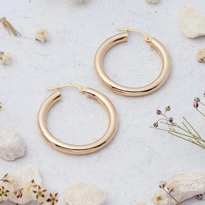 Stunning 14K Gold Large Dome Hoop Earrings - Timeless Elegance in Every Pair!.