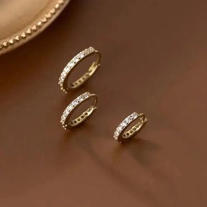 4Pcs CZ Pave Hoop Earrings, Gold/ Rodium Plated Huggies, Outer Diameter 9/ 10/ 12 /14Mm, Dainty Minimalist Earring (GB-2594)