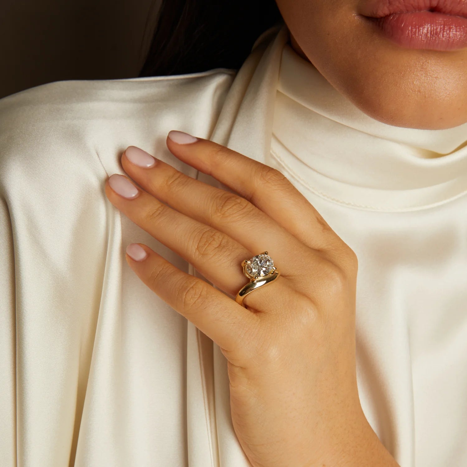 2Ct Oval Lab Grown Diamond Floating Ring NikNenz™ Premium Gold & Diamonds