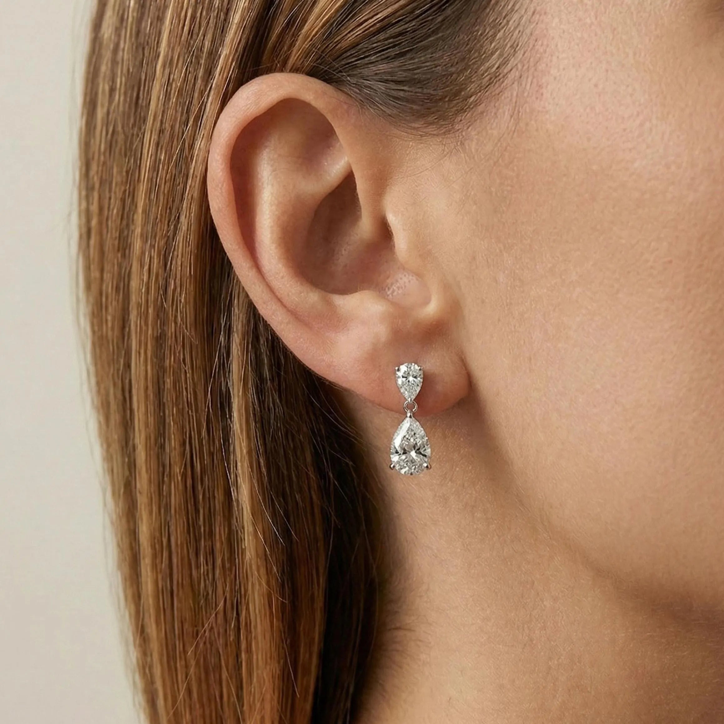 Sterling Silver CZ Teardrop Earrings: Double Drop Dangle Bridal Jewelry