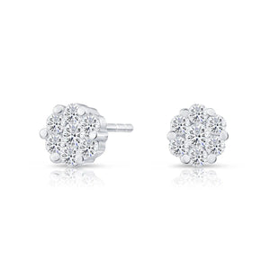 Stunning CZ Small Flower Stud Earrings in Elegant Sterling Silver.
