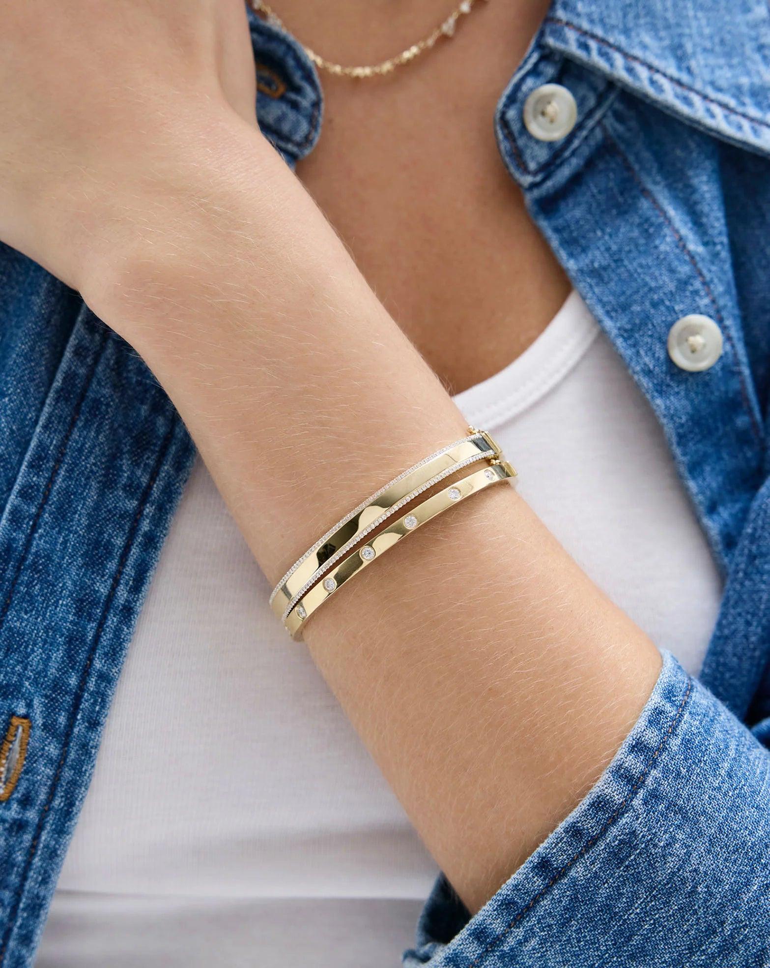 Elegant Diamond Border Bangle - Timeless Beauty for Every Occasion.