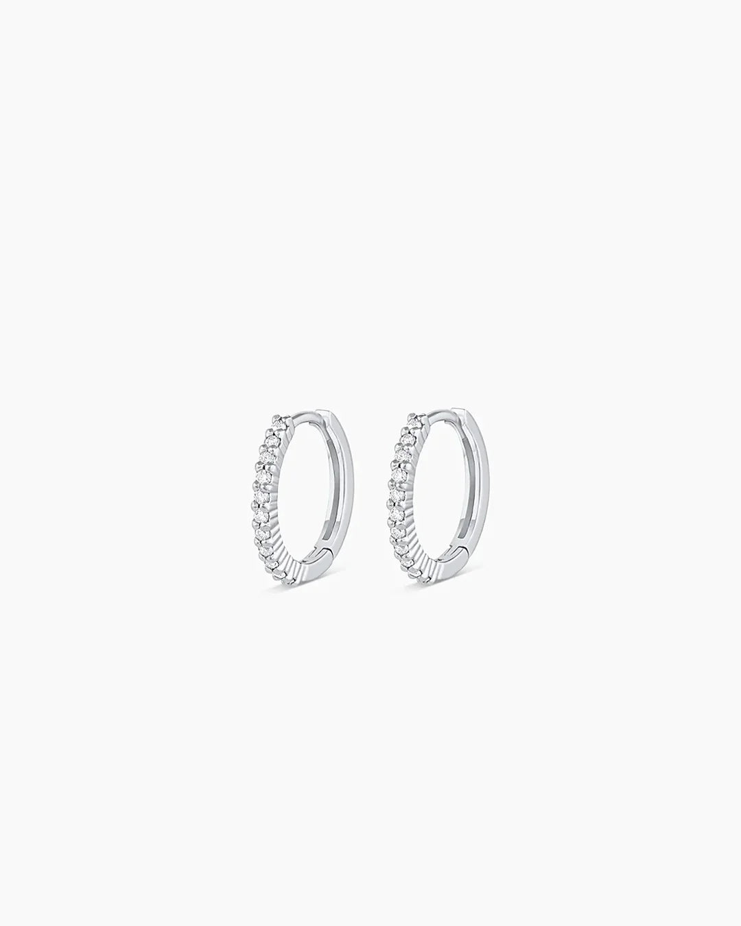 14K White Gold Diamond Pavé Huggies