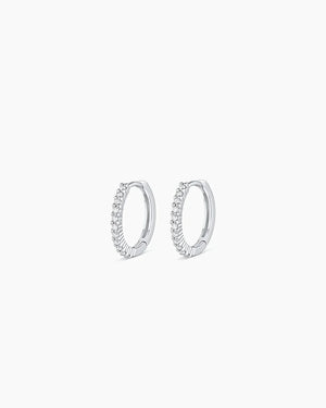 14K White Gold Diamond Pavé Huggies