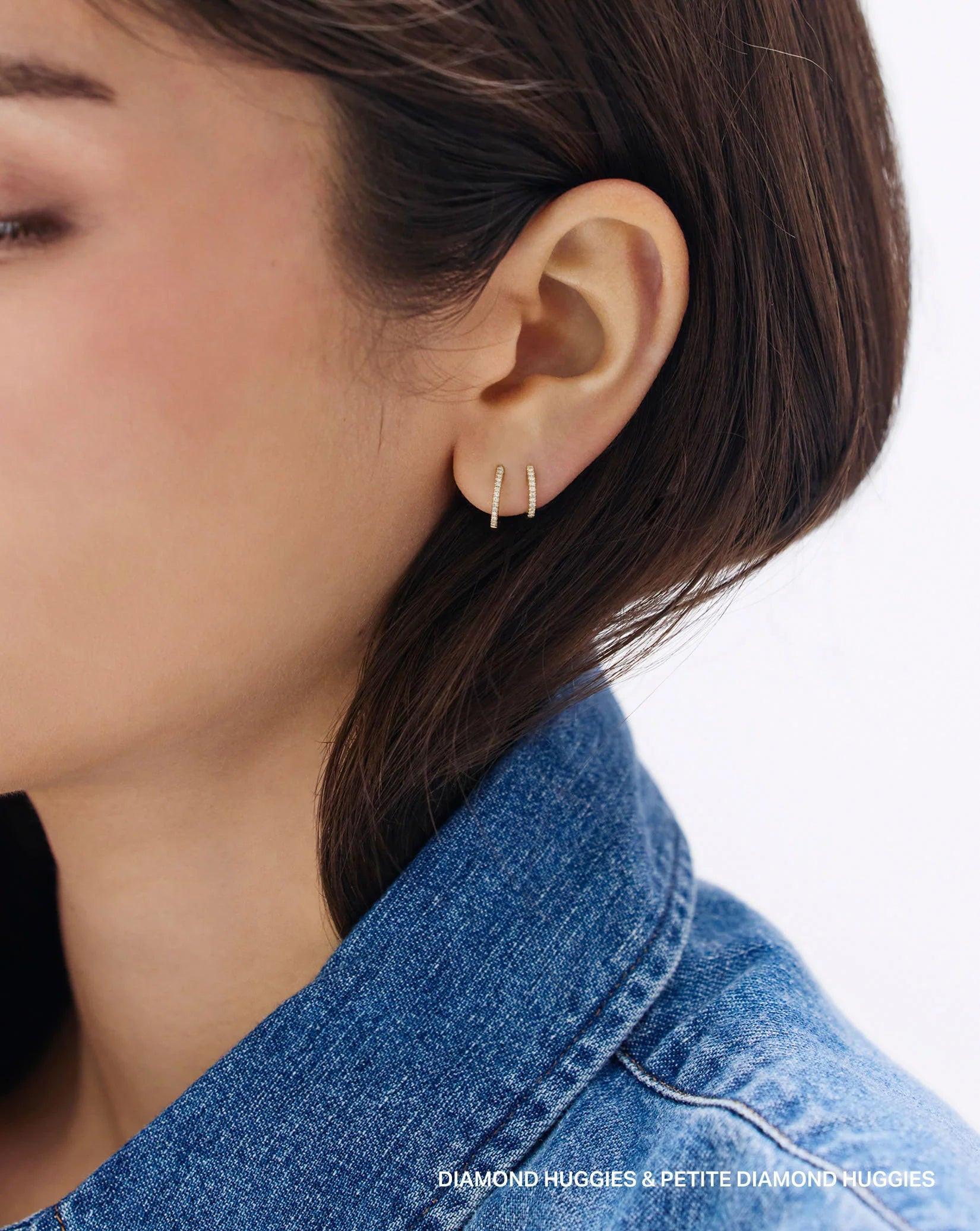 Sparkling Diamond Huggie Earrings for Effortless Elegance.