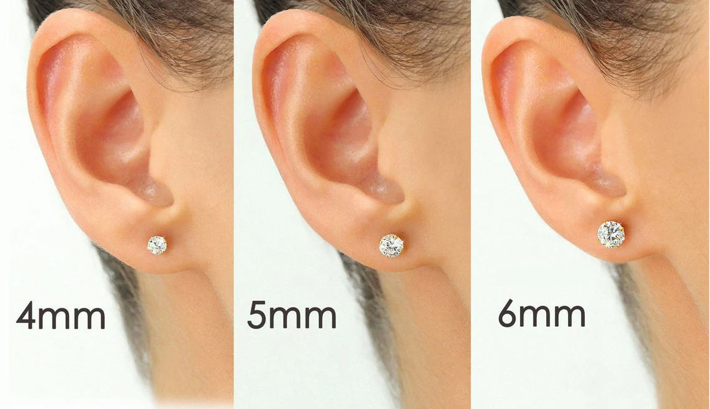 Bundle Set of 3! 14K White Gold Classic Solitaire Stud Earrings, Pushback (Unisex)