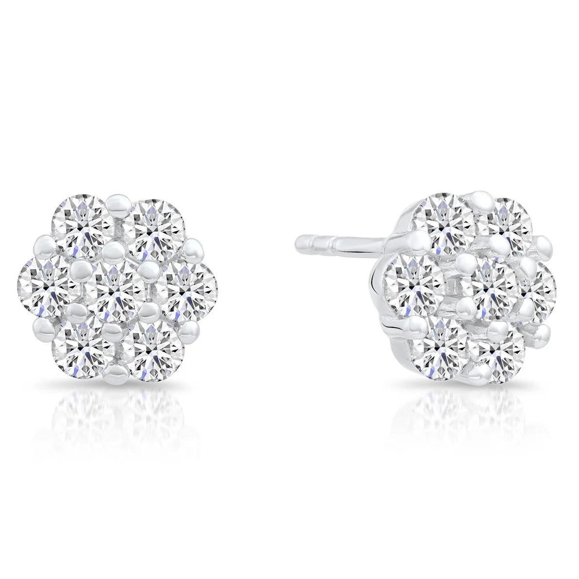 Stunning CZ Flower Stud Earrings in Sterling Silver - Perfect Gift!.