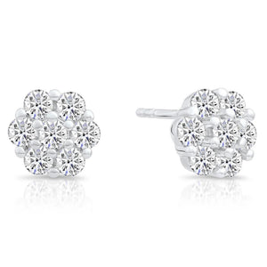 Stunning CZ Flower Stud Earrings in Sterling Silver - Perfect Gift!.