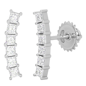 Princess Diamond Ear Climber, Princess Diamond Ear Crawler, Gift Idea , Earring for Women, Princess Cut Diamond Earrings, Diamond Earrings