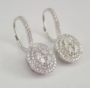 2Ct Lab Created Diamond round Drop & Dangle Earrings 14K White Gold Plated