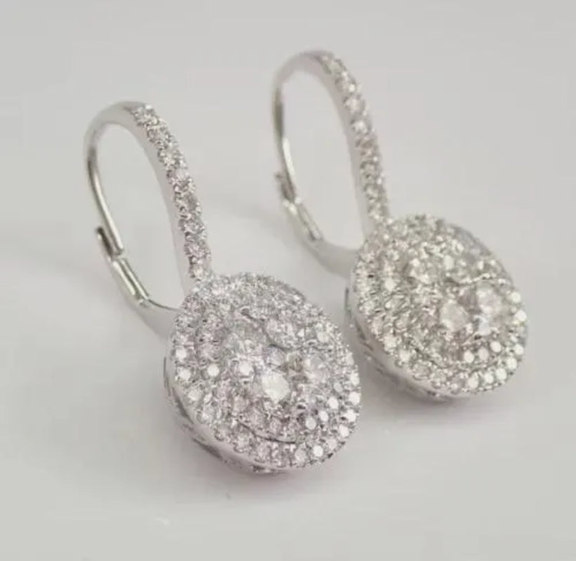 2Ct Lab Created Diamond round Drop & Dangle Earrings 14K White Gold Plated