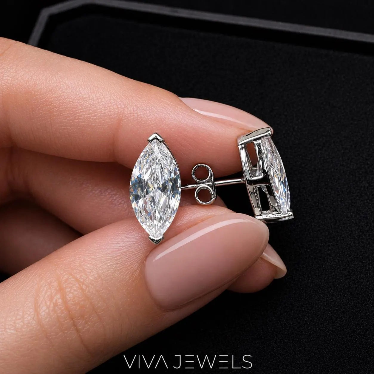 Lab Created Diamond Marquise Cut Earrings (1–2Ct) S925 Sterling Silver White Gold Plated
