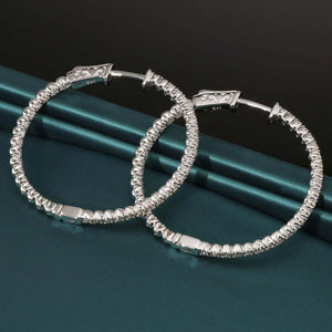 Stunning 14K White Gold Diamond Hoop Earrings - 1.55 Carats Total Weight.