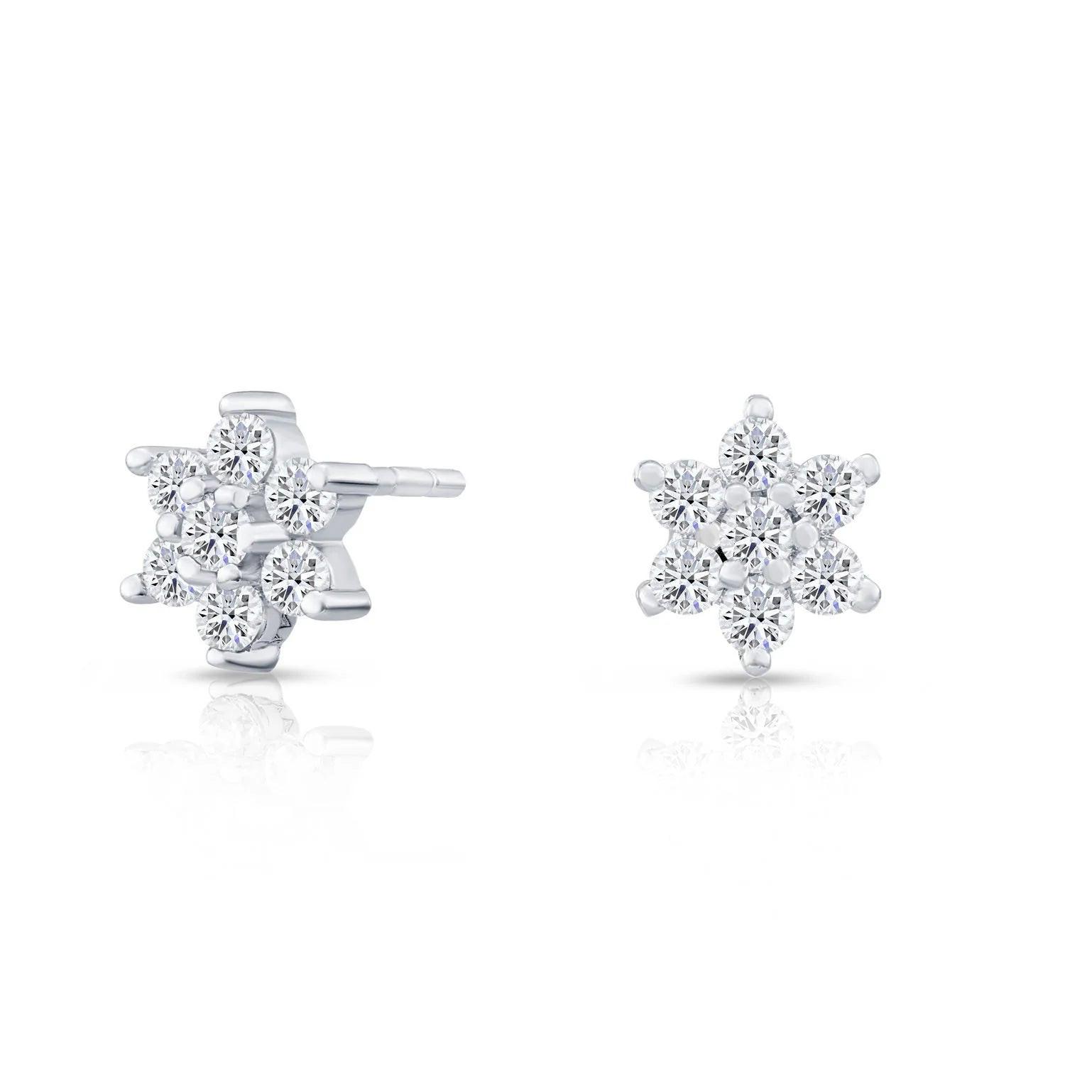 Elegant Sterling Silver CZ Flower Stud Earrings - Sparkle with Style!.