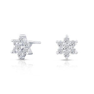 Elegant Sterling Silver CZ Flower Stud Earrings - Sparkle with Style!.