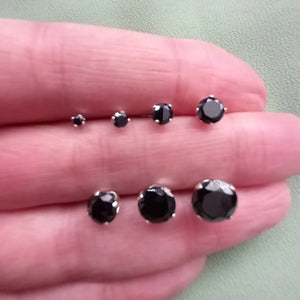 925 Sterling Silver 2-8Mm round Birthstone Colour CZ Cubic Zirconia Stud Earrings + Black Velveteen Gift Bag *Free UK Delivery*