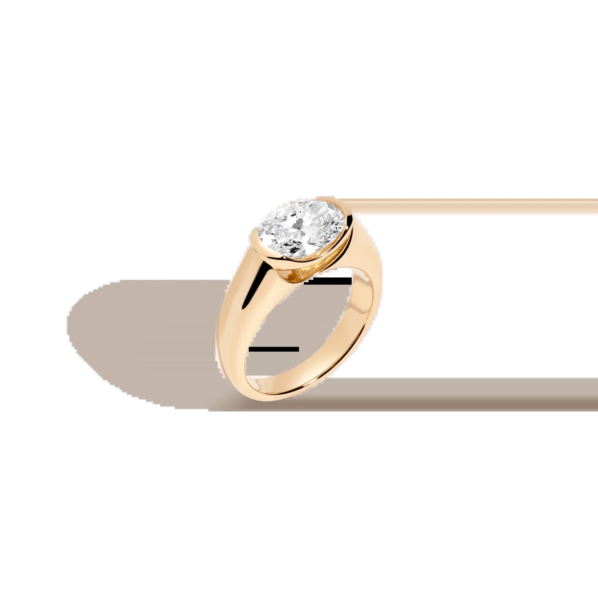 2Ct Oval Lab Grown Diamond Floating Signet Ring NikNenz™ Premium Gold & Diamonds
