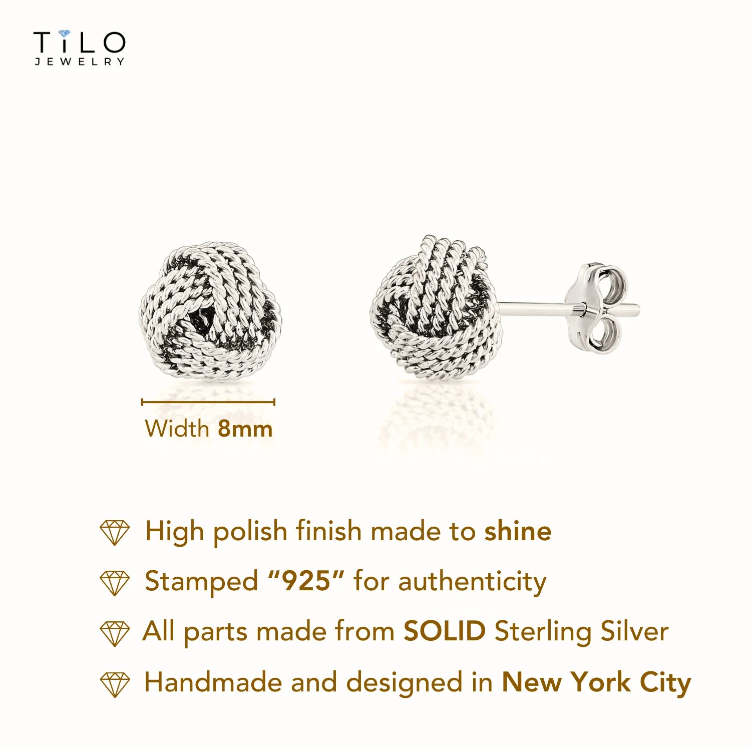 Sterling Silver Braided Love Knot Stud Earrings