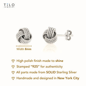 Sterling Silver Braided Love Knot Stud Earrings