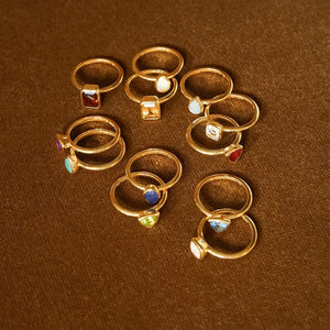 Birthstone Ring 18Ct Gold Plate
