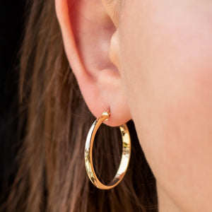 Bold 14K Solid Gold Hoop Earrings - Classic 3.10mm Thick Design.