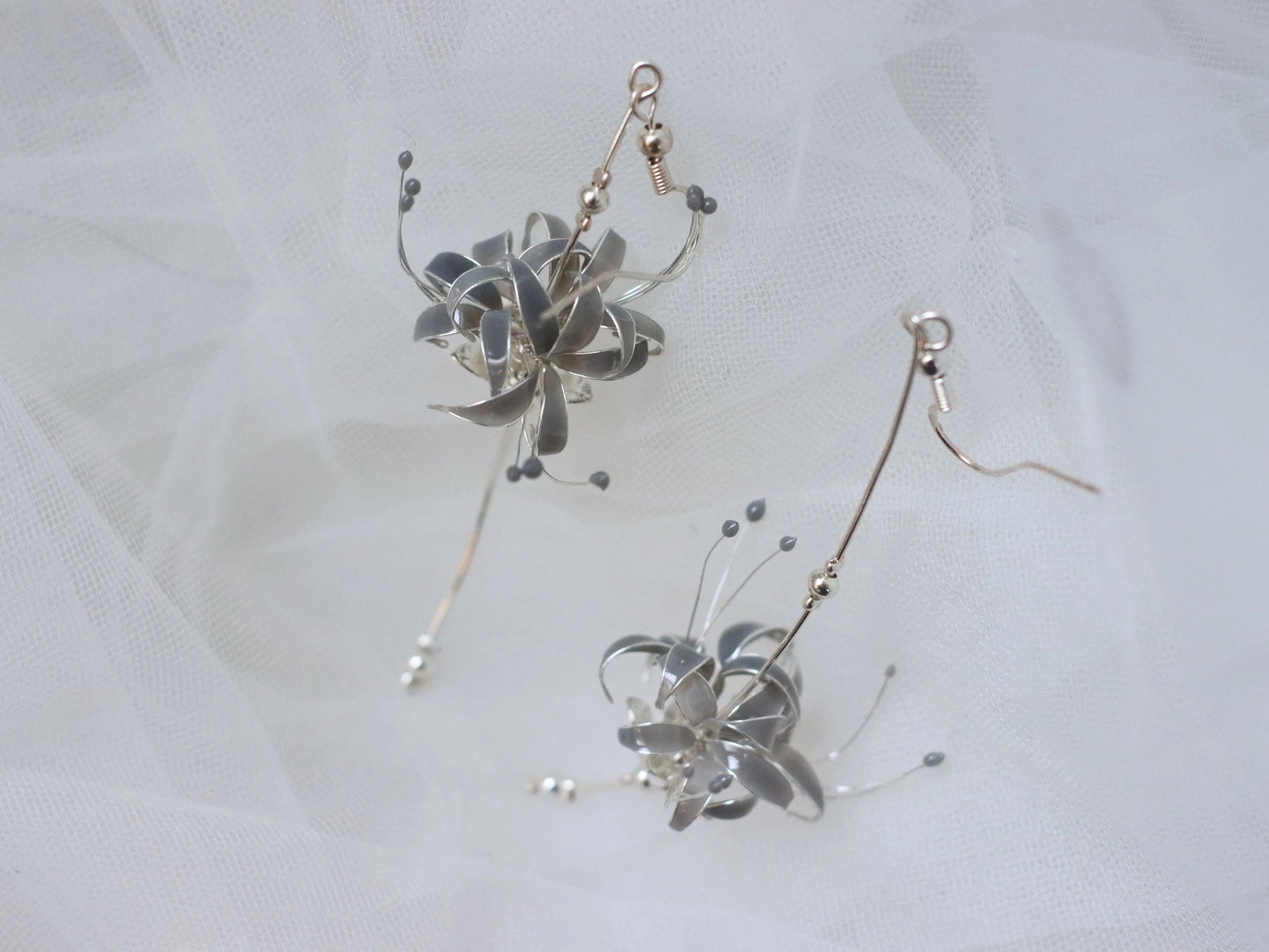 Handmade Japanese Kanzashi Earrings,Glass Resin,Spider Lily Earrings,Anime Accessories,For Wedding, Hanfu Hair Accessoriess,Cosplay Costume