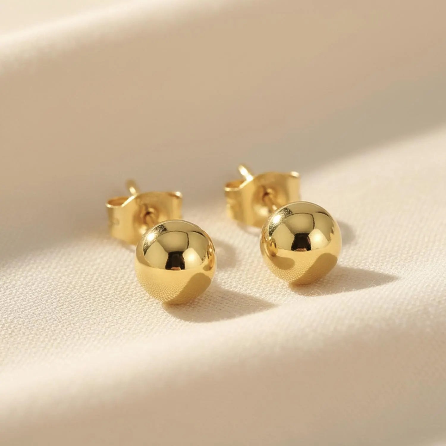 14K Solid Gold Ball Stud Earrings, Classic round Ball Studs, with Secure Butterfly Pushbacks, 3Mm, 4Mm, 5Mm, 6Mm, 7Mm, 8Mm, by TILO Jewelry