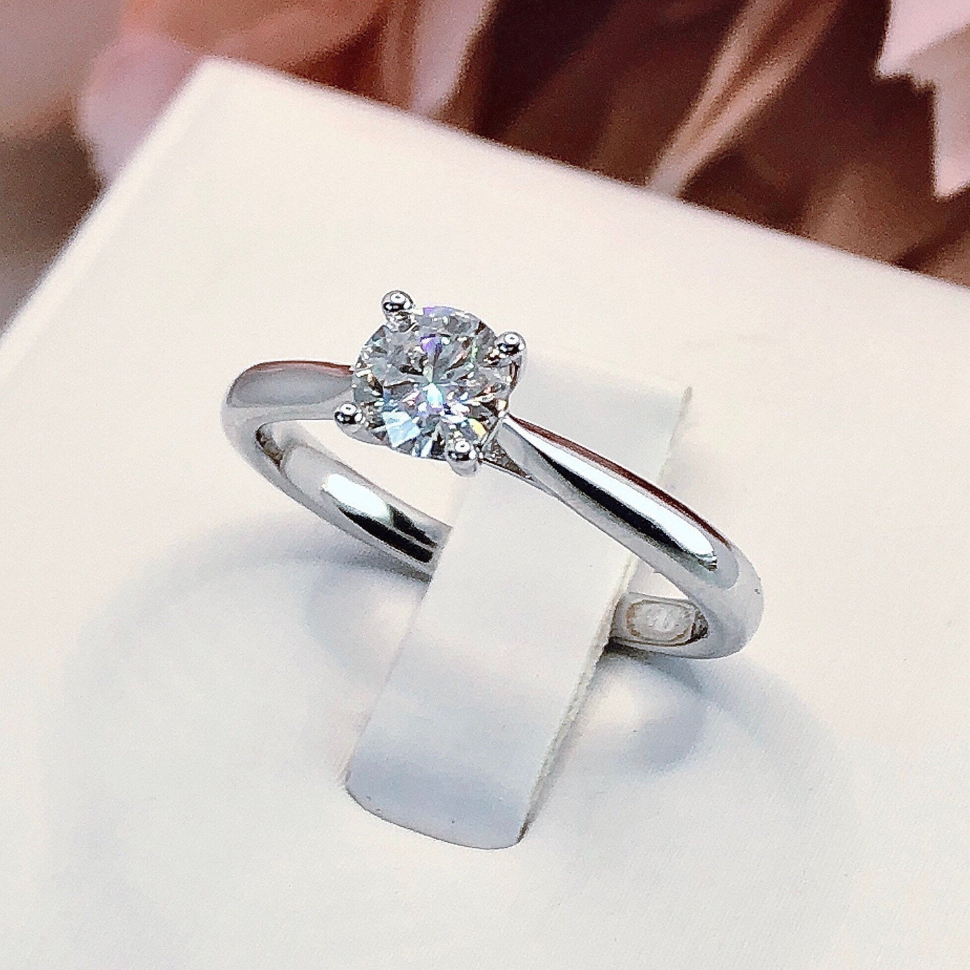 0.5Ct Diamond Engagement Ring, Solitaire Certified Moissanite Diamond Ring, Gold Simple Engagement Ring, Promise Ring, Anniversary Ring