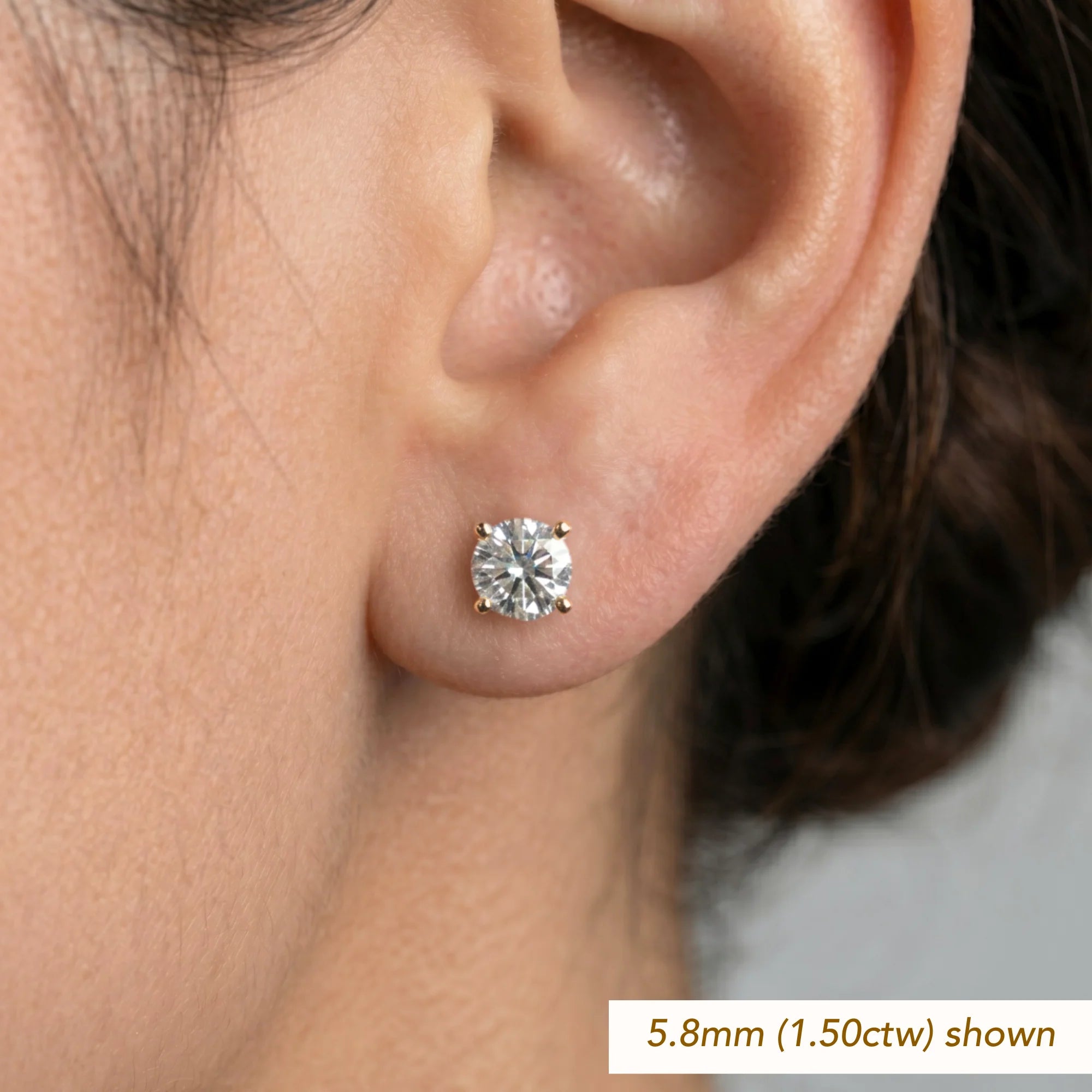 14K Gold Lab Diamond Stud Earrings, 1.50Ctw, with Screw Backs