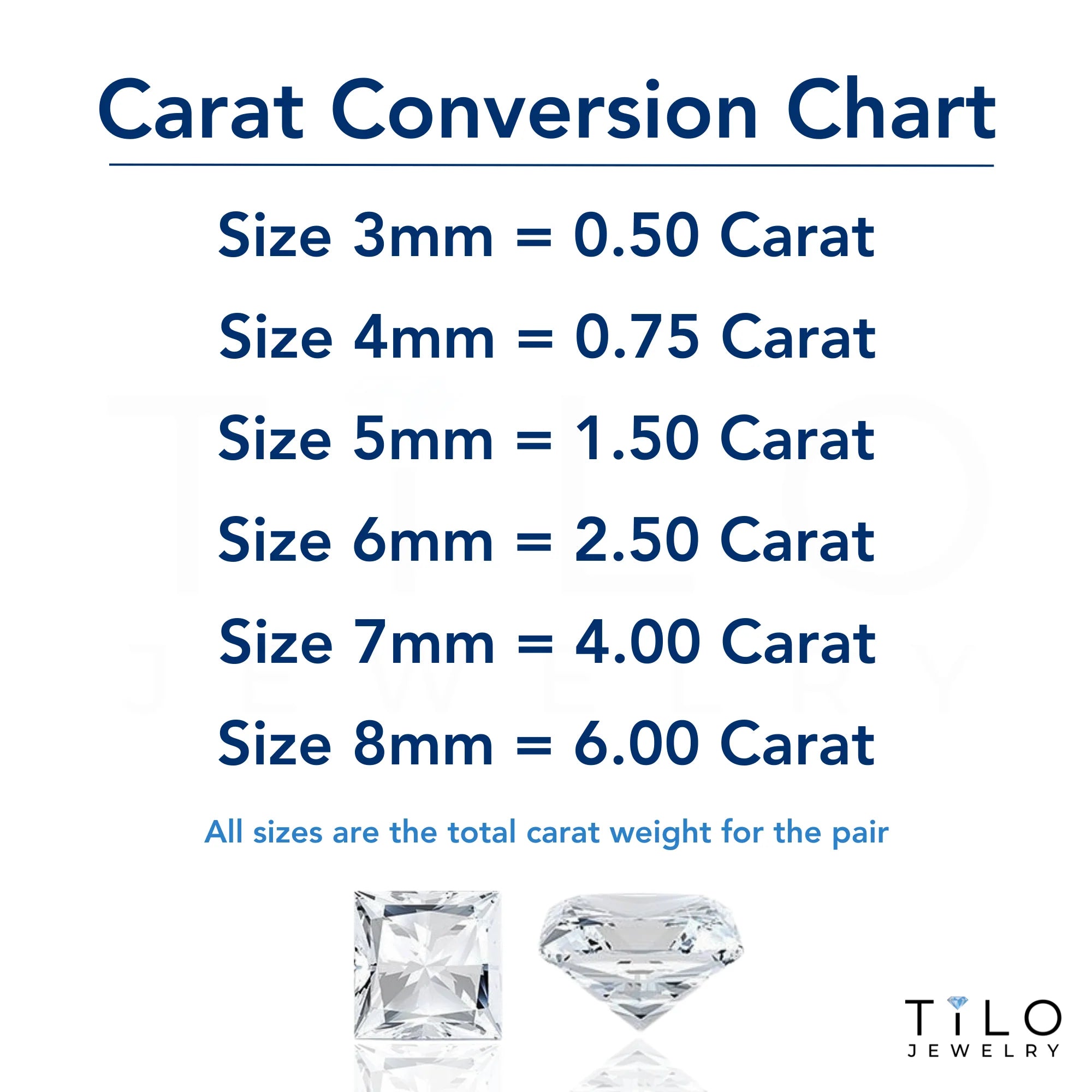 14K White Gold Square Zirconia Stud Earrings, Screwback