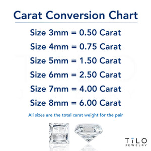 14K White Gold Square Zirconia Stud Earrings, Screwback