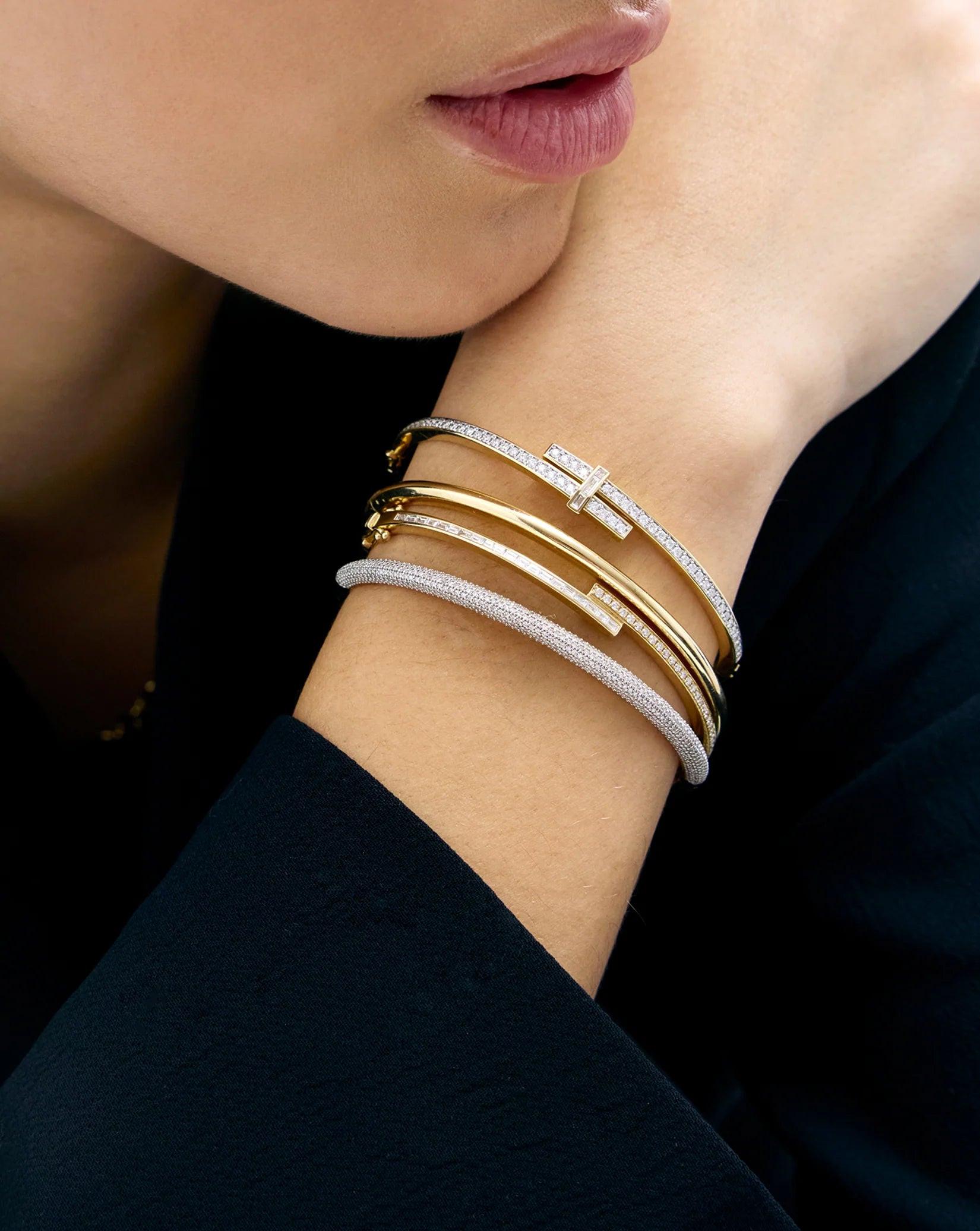 Elegant Baguette and Round Diamond Wrap Bangle.