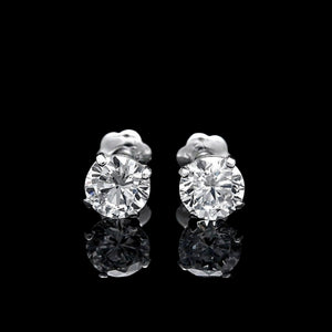 Stunning 14K White Gold Lab-Created Diamond Stud Earrings - Elegant Push Back Basket Design, 0.25 to 8.00 Ct Sizes Available.